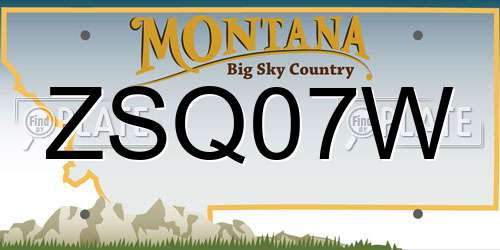 ZSQ07W Montana License Plate