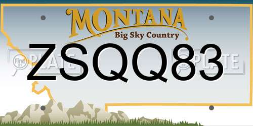 ZSQQ83 Montana License Plate