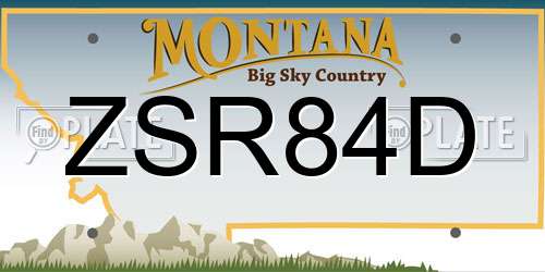 ZSR84D Montana License Plate