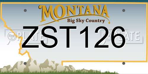 ZST126 Montana License Plate
