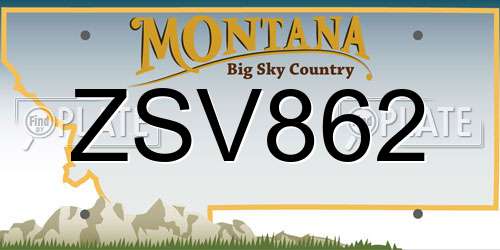 ZSV862 Montana License Plate