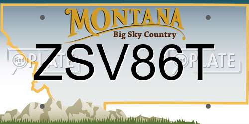 ZSV86T Montana License Plate