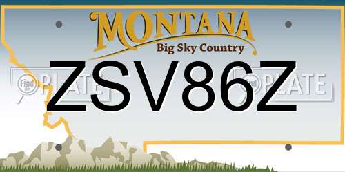 ZSV86Z Montana License Plate