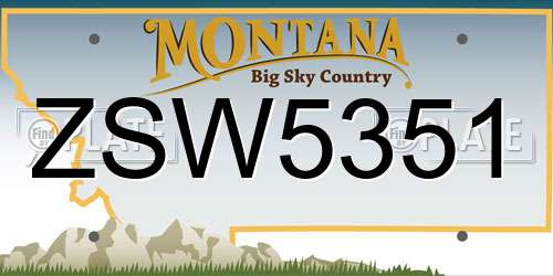 ZSW5351 Montana License Plate