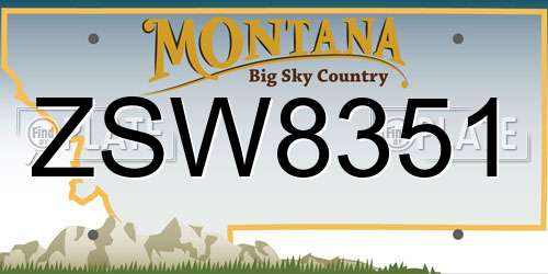 ZSW8351 Montana License Plate