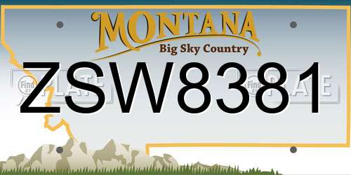 ZSW8381 Montana License Plate