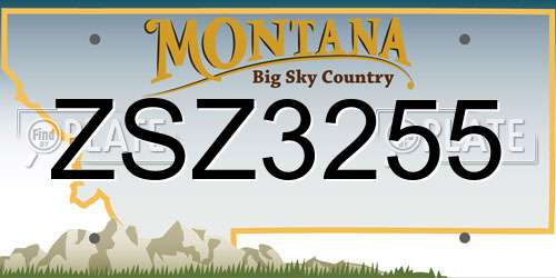 ZSZ3255 Montana License Plate