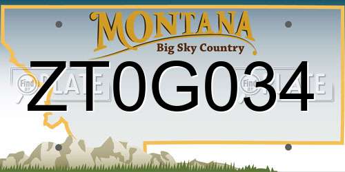 ZT0G034 Montana License Plate