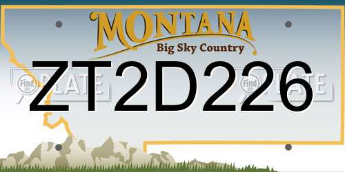 ZT2D226 Montana License Plate