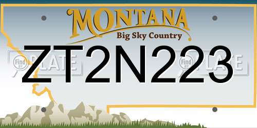 ZT2N223 Montana License Plate