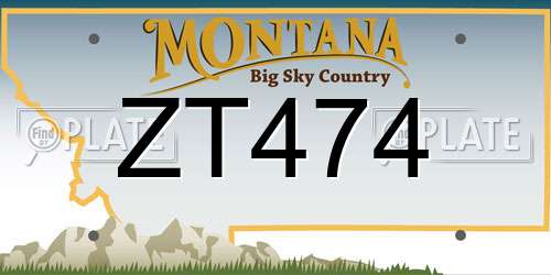 ZT474 Montana License Plate