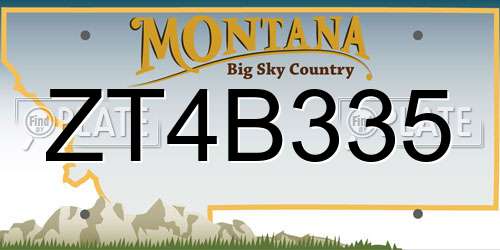 ZT4B335 Montana License Plate