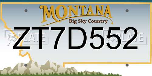 ZT7D552 Montana License Plate