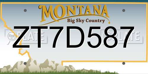 ZT7D587 Montana License Plate