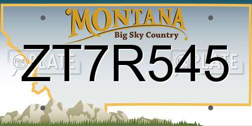 ZT7R545 Montana License Plate