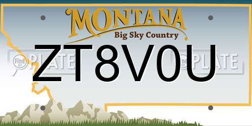 ZT8V0U Montana License Plate