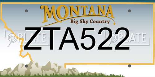 ZTA522 Montana License Plate