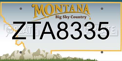 ZTA8335 Montana License Plate