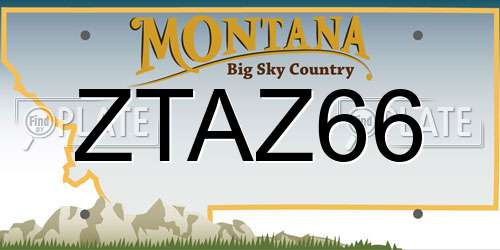 ZTAZ66 Montana License Plate