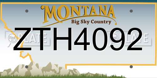 ZTH4092 Montana License Plate