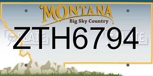 ZTH6794 Montana License Plate