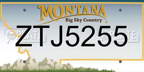 ZTJ5255 Montana License Plate