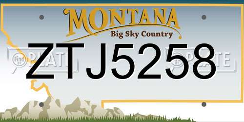 ZTJ5258 Montana License Plate