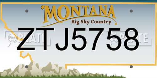 ZTJ5758 Montana License Plate