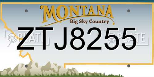 ZTJ8255 Montana License Plate