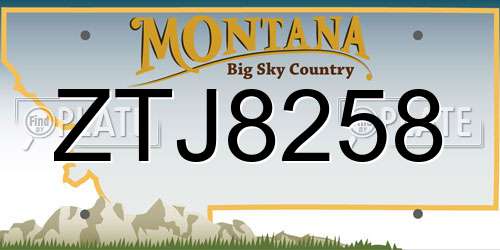 ZTJ8258 Montana License Plate