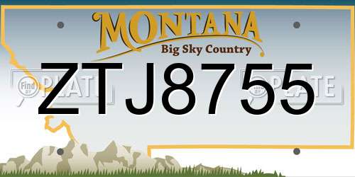 ZTJ8755 Montana License Plate