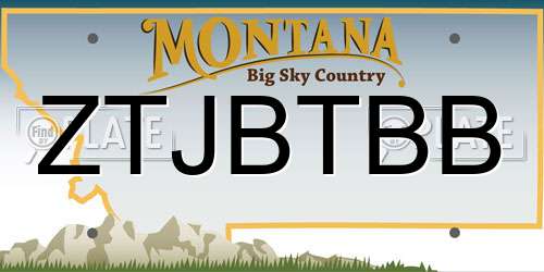 ZTJBTBB Montana License Plate