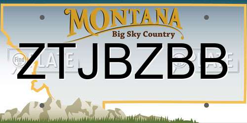 ZTJBZBB Montana License Plate