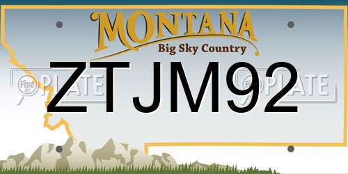 ZTJM92 Montana License Plate