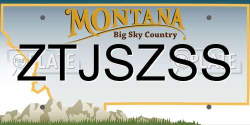 ZTJSZSS Montana License Plate
