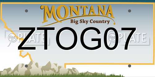 ZTOG07 Montana License Plate