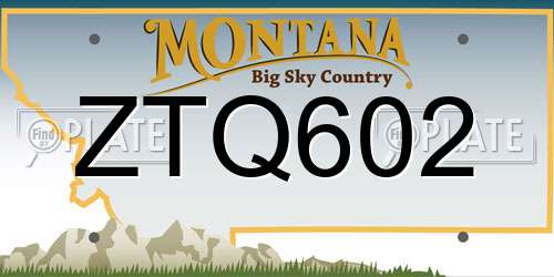 ZTQ602 Montana License Plate