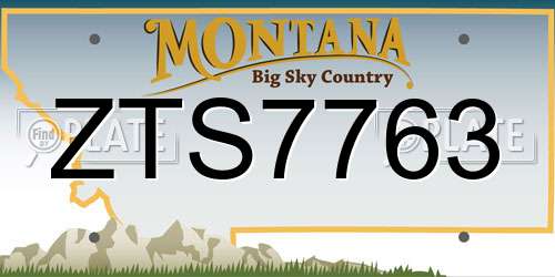 ZTS7763 Montana License Plate