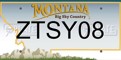 ZTSY08 Montana License Plate