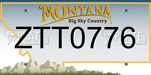 ZTT0776 Montana License Plate