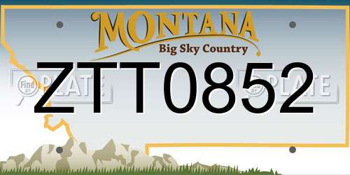 ZTT0852 Montana License Plate