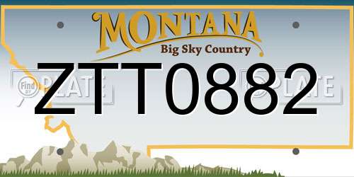 ZTT0882 Montana License Plate