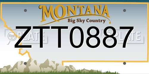 ZTT0887 Montana License Plate