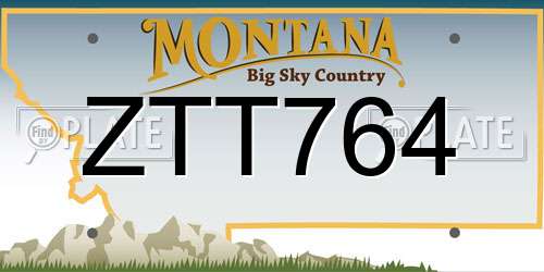 ZTT764 Montana License Plate