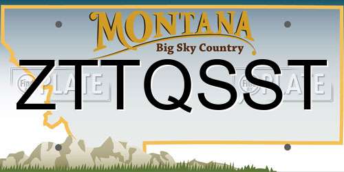 ZTTQSST Montana License Plate