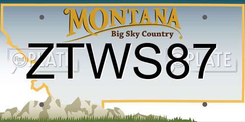 ZTWS87 Montana License Plate