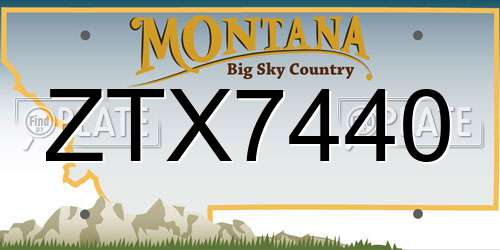 ZTX7440 Montana License Plate
