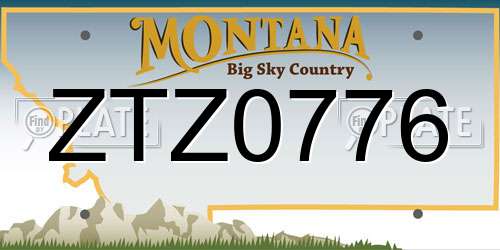 ZTZ0776 Montana License Plate
