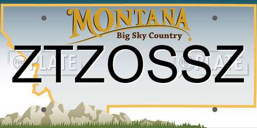 ZTZOSSZ Montana License Plate