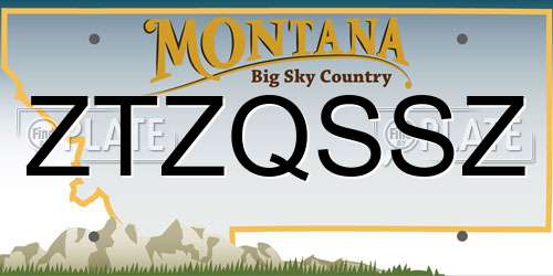ZTZQSSZ Montana License Plate
